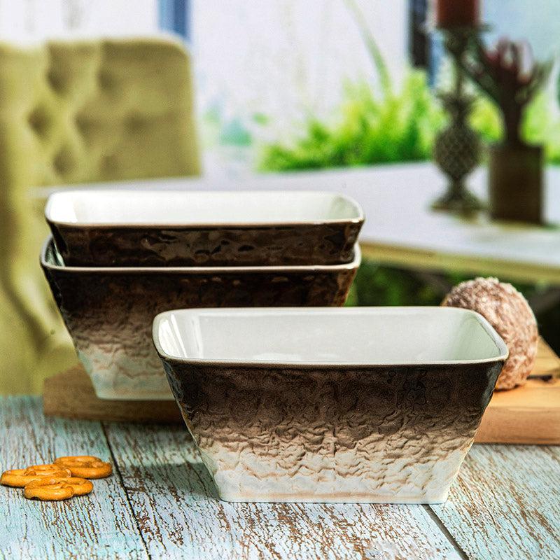 Clover Brown Serving Bowl (850 ML) - Set Of Three - 850 ML