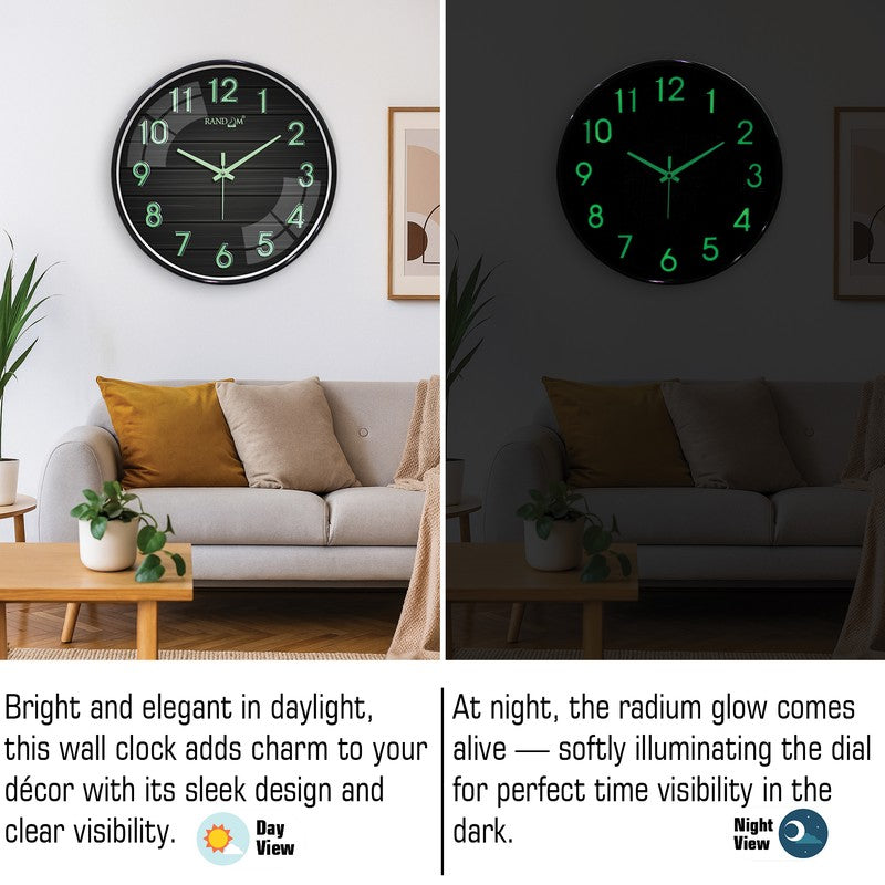 Elvric Round Modern Plastic Wall Clock - Black media 5