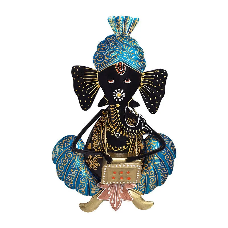 Ganesh Handcrafted Iron Wall Accent - Blue media 2