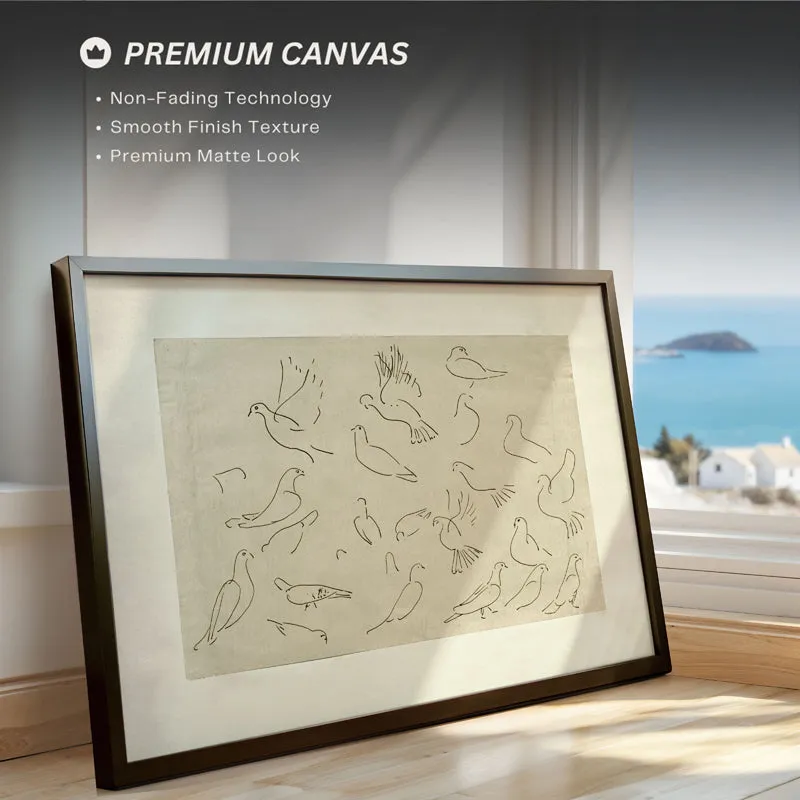 Etched Birds Wood Wall Art With Frame - Black media 4