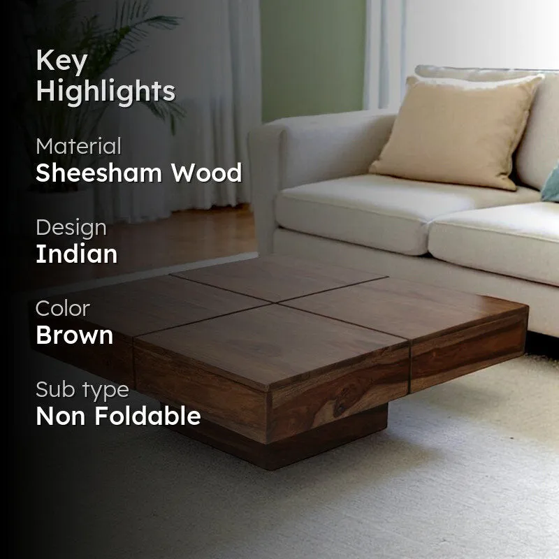 Tervo Sheesham Wooden Center Table - Dark Brown media 2