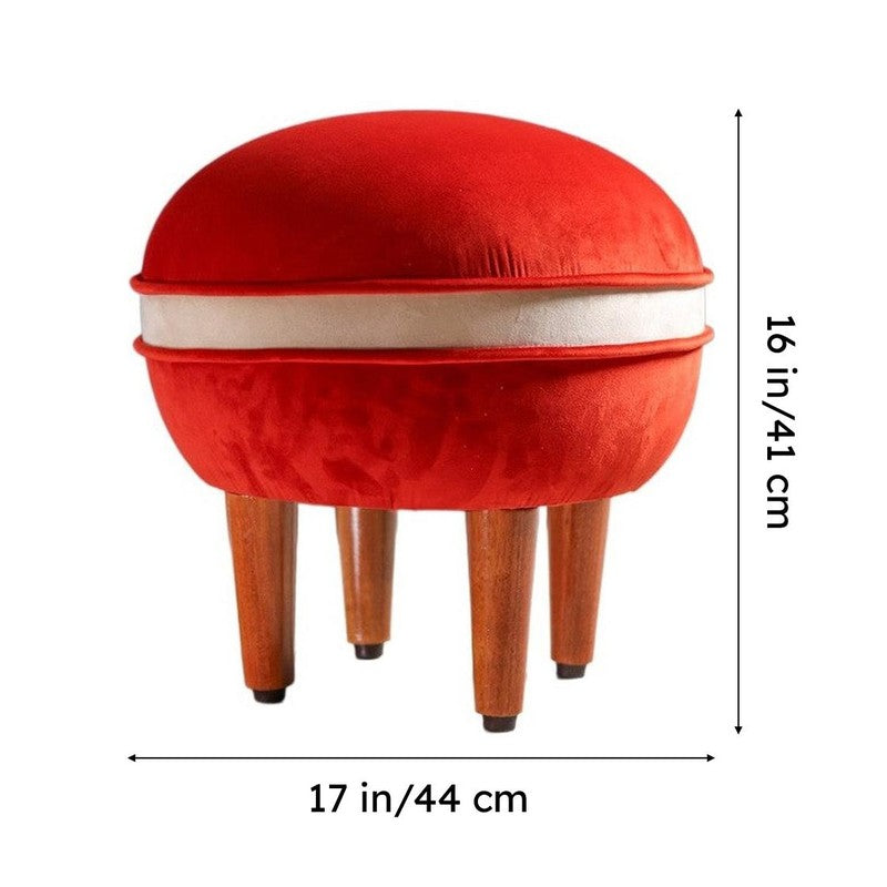 Contemporary Velvet Footrest Ottoman  Red media 9