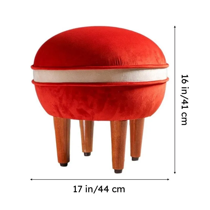 Contemporary Velvet Footrest Ottoman  Red media 9