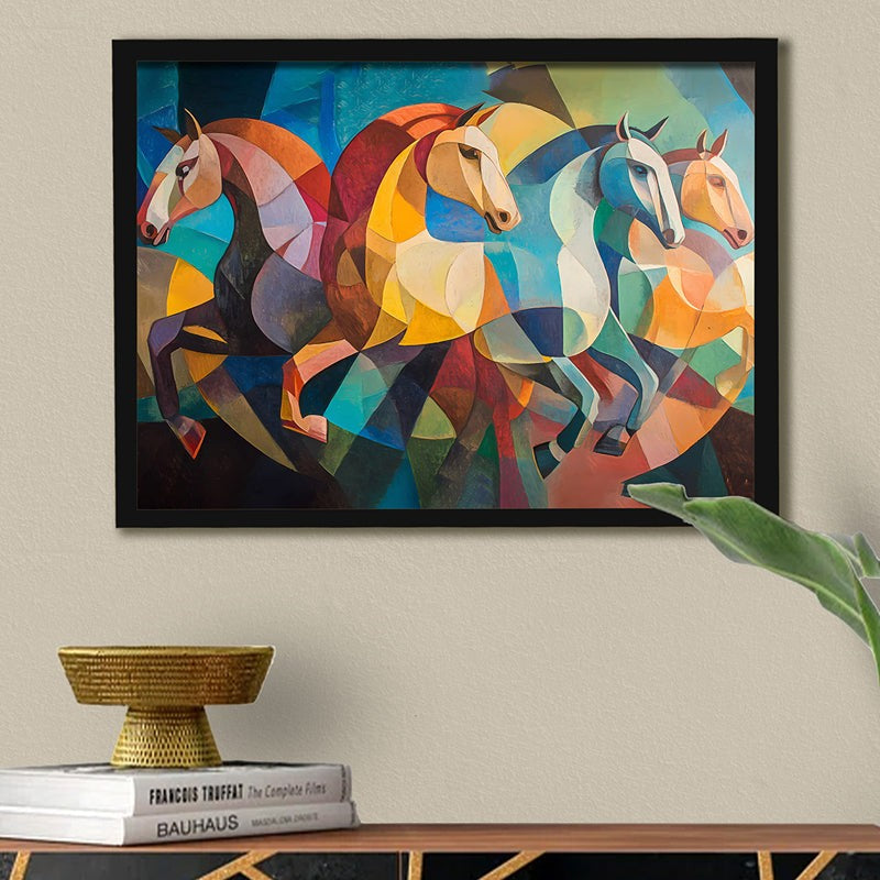 Cubist Stallions Wall Art With Frame