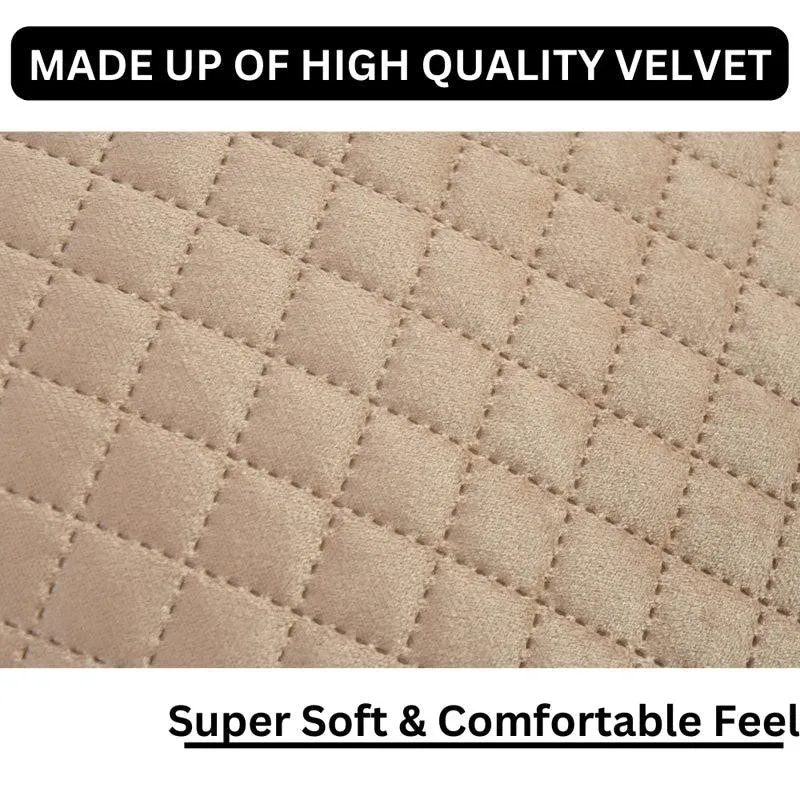 Orson Quilted Velvet Cushion Cover (Beige) - Set Of Five media 5