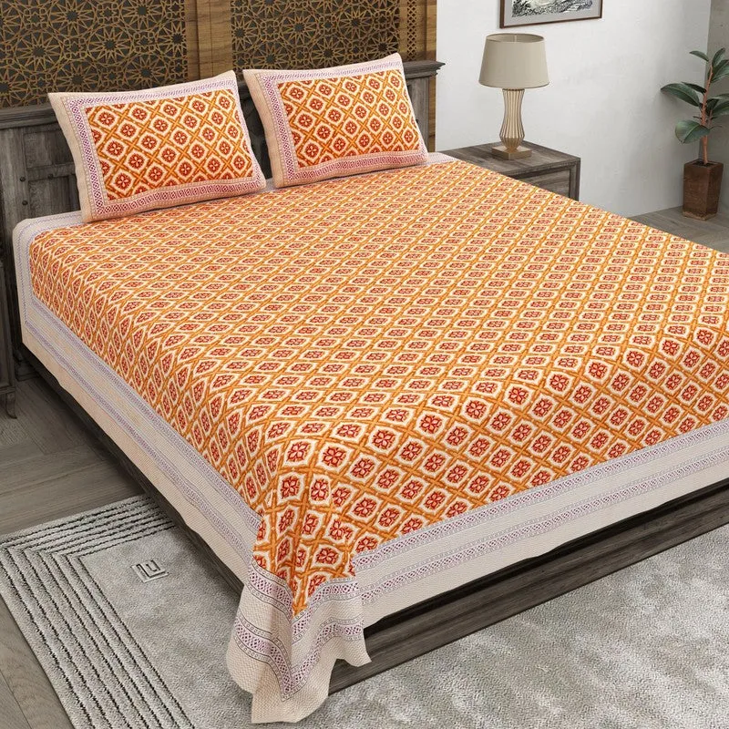 Forma Cotton Bedsheet (Orange) - 240 TC media 1