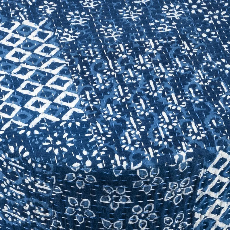 Averix Acacia Wooden Ottomans (Blue) - Set Of Two media 5