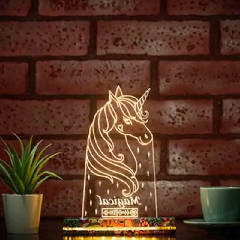 Whimsical Unicorn Acrylic Table Lamp - Transparent media 1