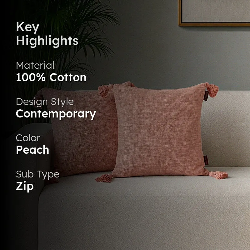 Claira Solid Cushion Cover (Peach) - Set Of Two - 2