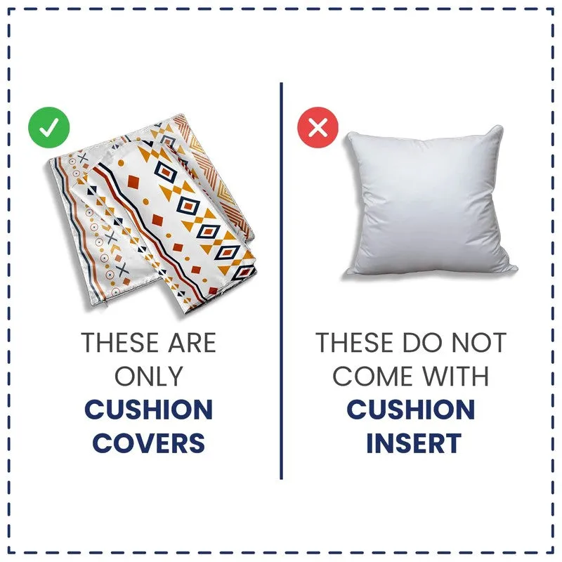 Graphic showing folded patterned cushion covers beside a plain white cushion insert