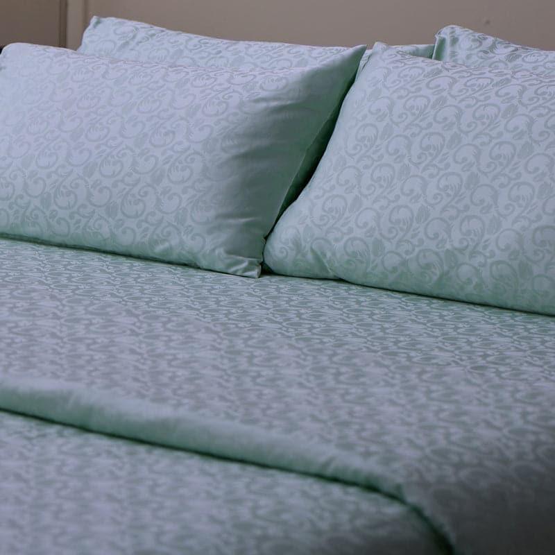 Damask Ethnic Cotton Bedsheet (Ice Blue) - 300 TC media 4