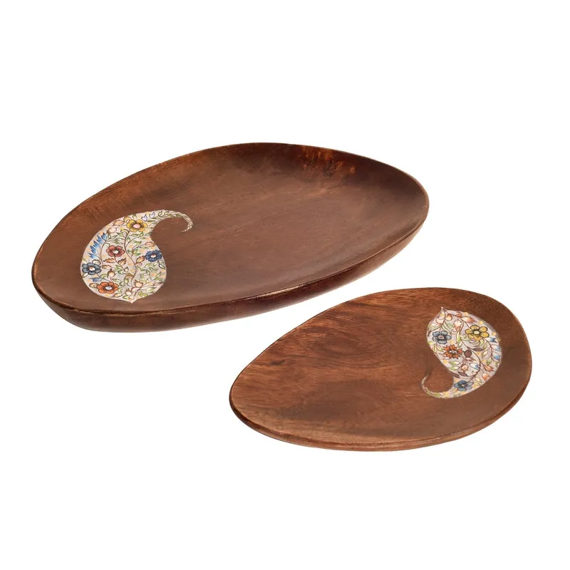 Paisley Yin Yang Wood Platter - Set of Two - 2