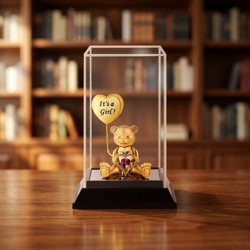Baby Girl Bear 24K Gold Plated Mild Steel Showpiece