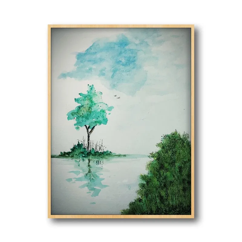 Verdant Shades Archival Paper Wall Art - Natural Brown Frame media 5