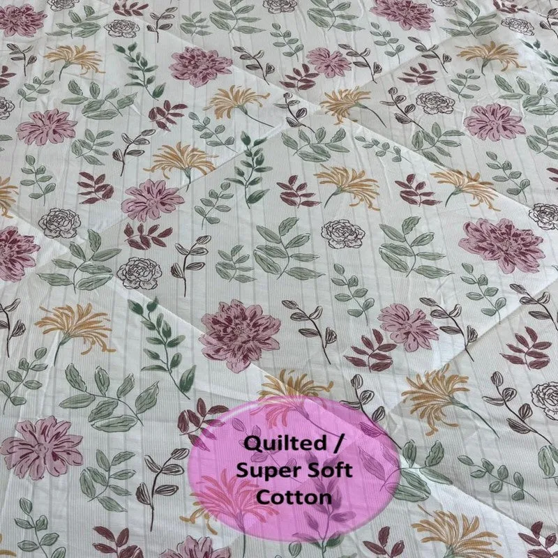 Fleuris Cotton Comforters (White,Pink) - 350 GSM media 4