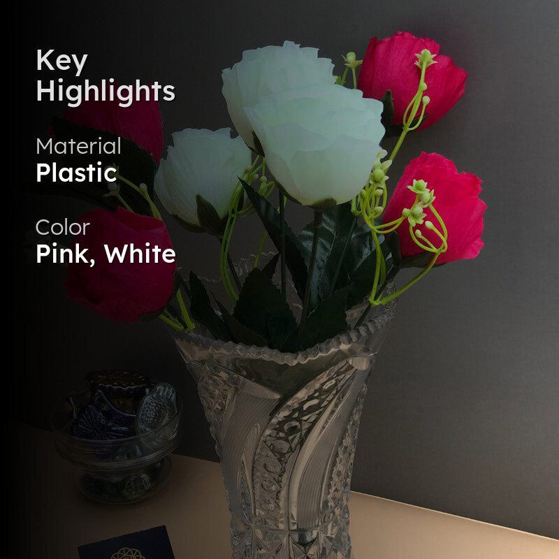 Fiora Artificial Rose (Dark Pink & White)  Set of Two media 2