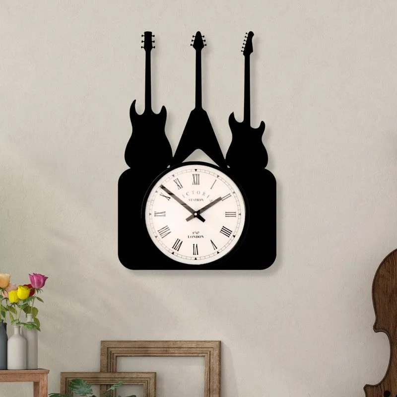 Melodytune Steel Analog Wall Clock - Black media 1
