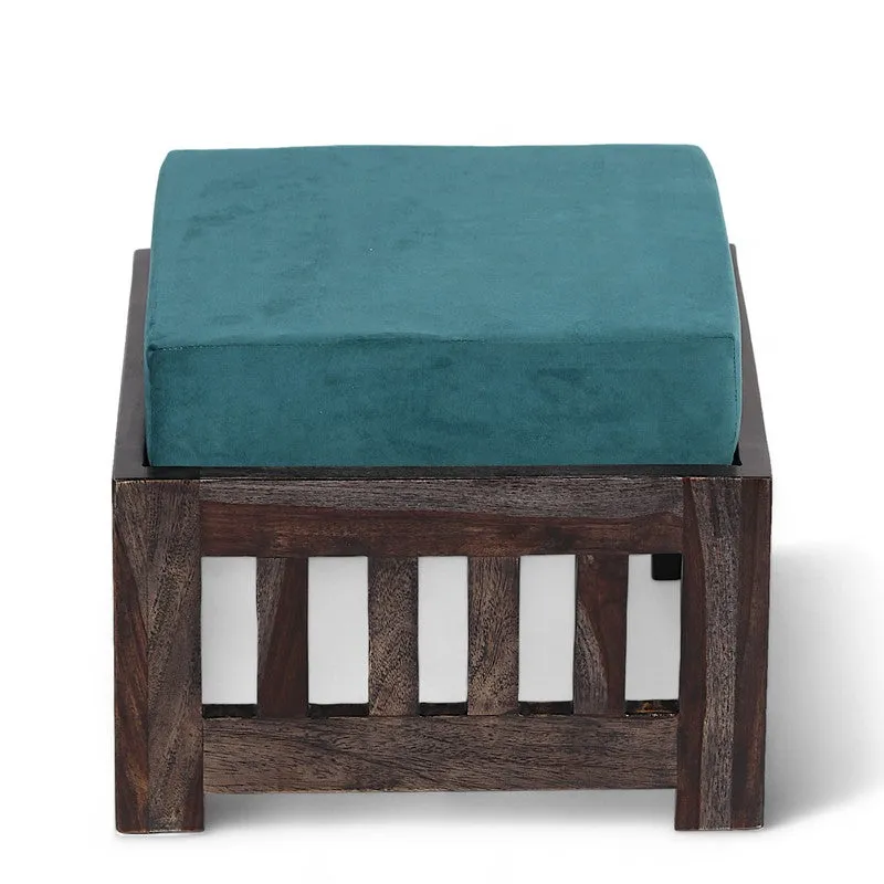 Hexiron Sheesham Wooden Center Table with Stools and Cushions (Brown,Blue) - Nine Piece Set media 7