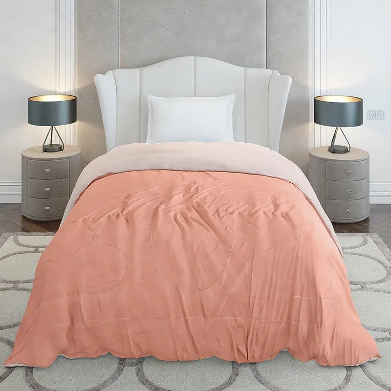 Monte Carlo Softelle Solid Polyester Reversible Comforter (Orange & Peach) - 110 GSM media 4