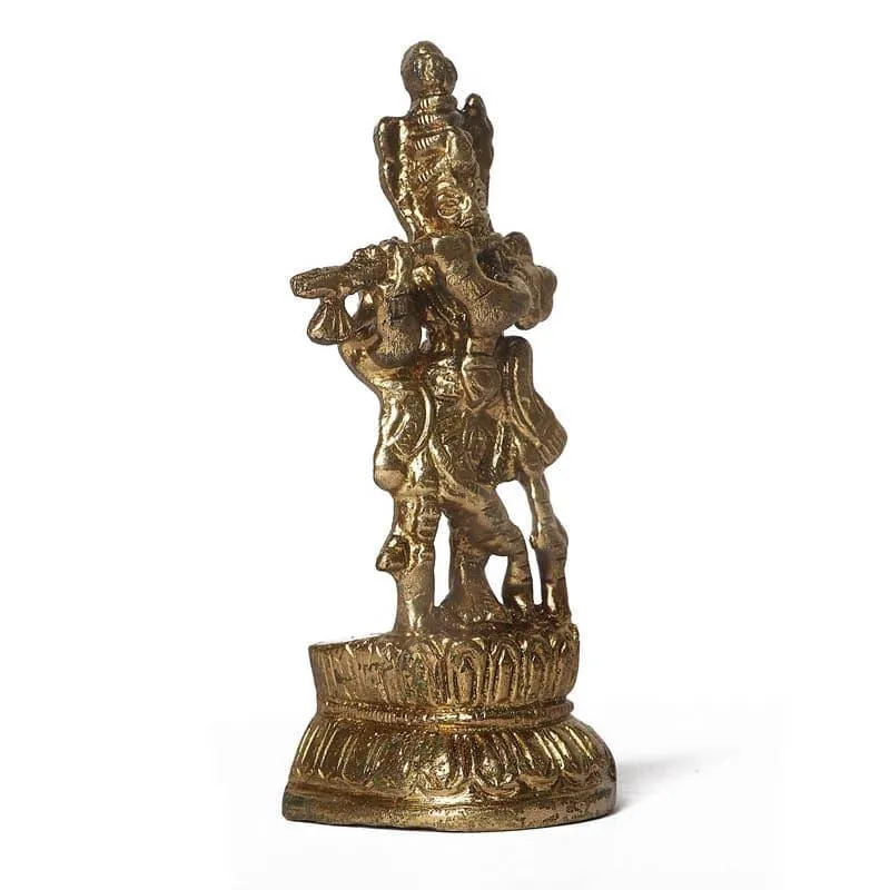 Krishna With Flute Brass Idol media 4