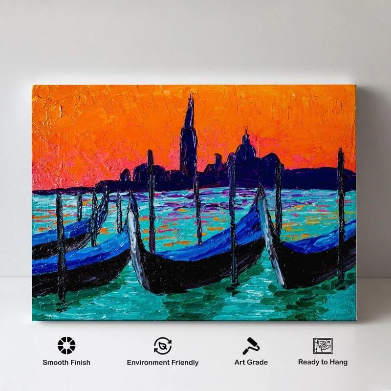 Venetian landscape at sunset Canvas Painting - Arina Iastrebova - Gallery Wrap media 4