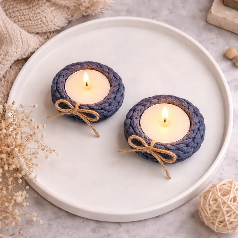 Cozy Knot Tealight Candle Holder (Blue) - Set of Two media 5