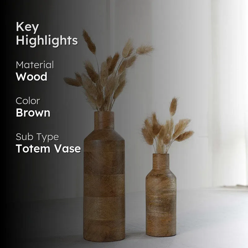 Silasa Wooden Vase (Light Brown) - Set Of Two media 2