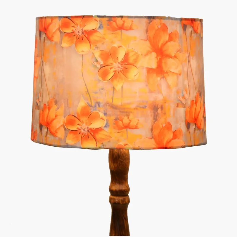 Botanical Charm Wooden Floor Lamp - Brown & Orange media 4