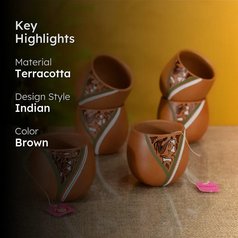 Warli Beauty Earthen Khullad (150 ML) - Set Of Six media 2