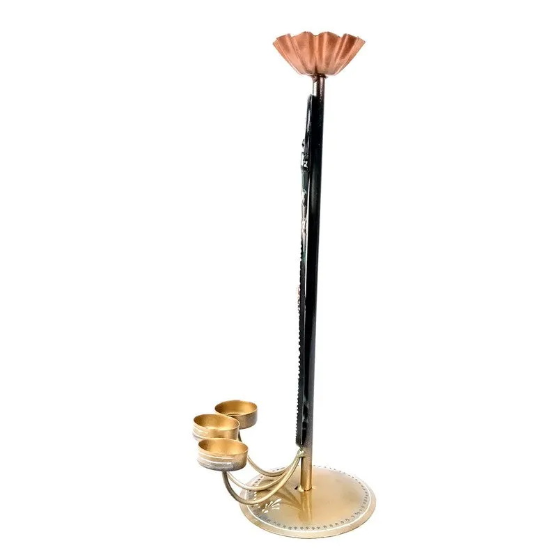 Peacock Majesty Quad Slot Iron Tea Light Candle Holder media 5