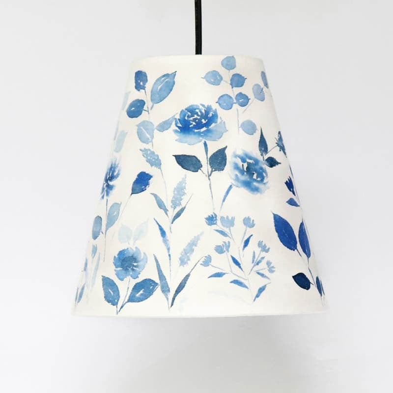 Indigo Clam Handpainted Fabric Ceiling Lamp media 6