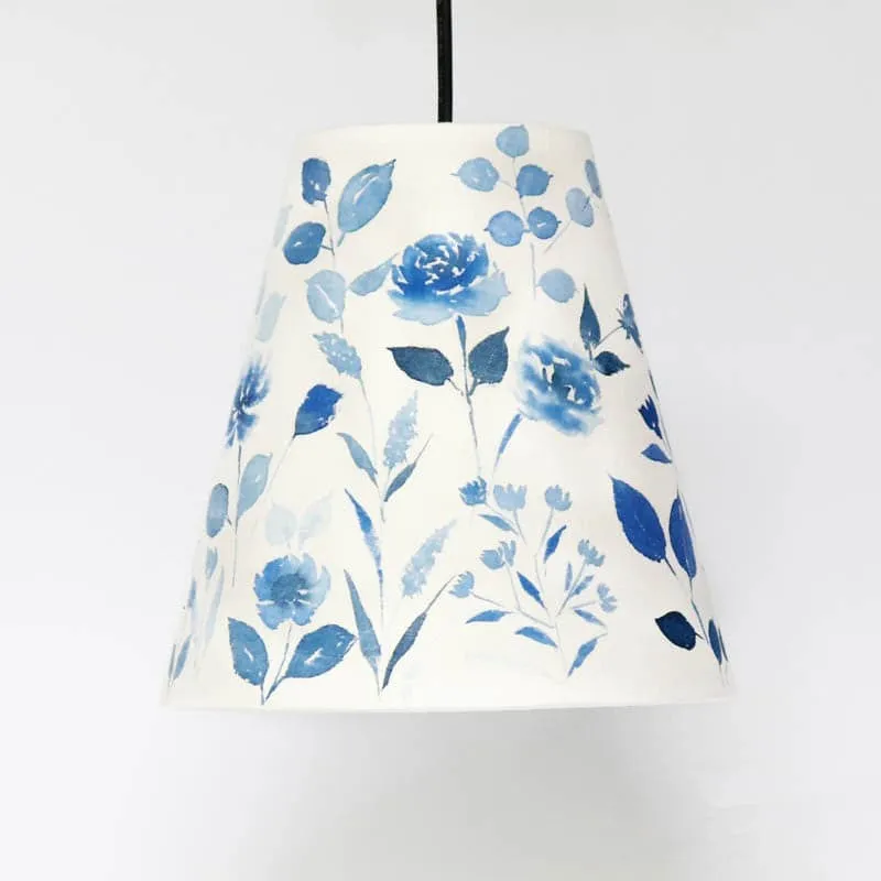 Indigo Clam Handpainted Fabric Ceiling Lamp media 6