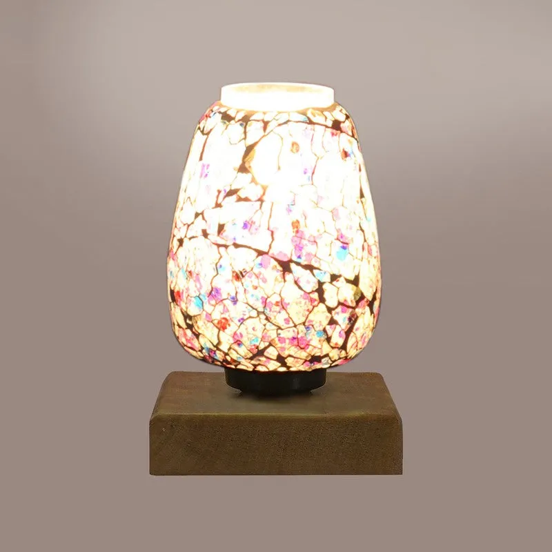 Norvessa Glass Table Lamp With Wooden Base - Multicolor media 8