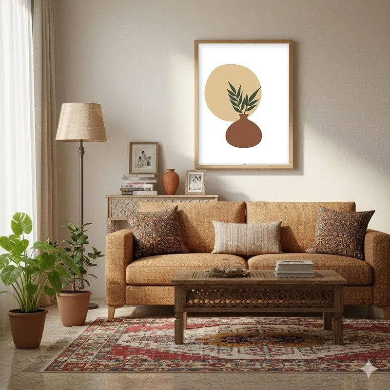 Sage Pot Canvas Wall Painting With Brown Frame media 5