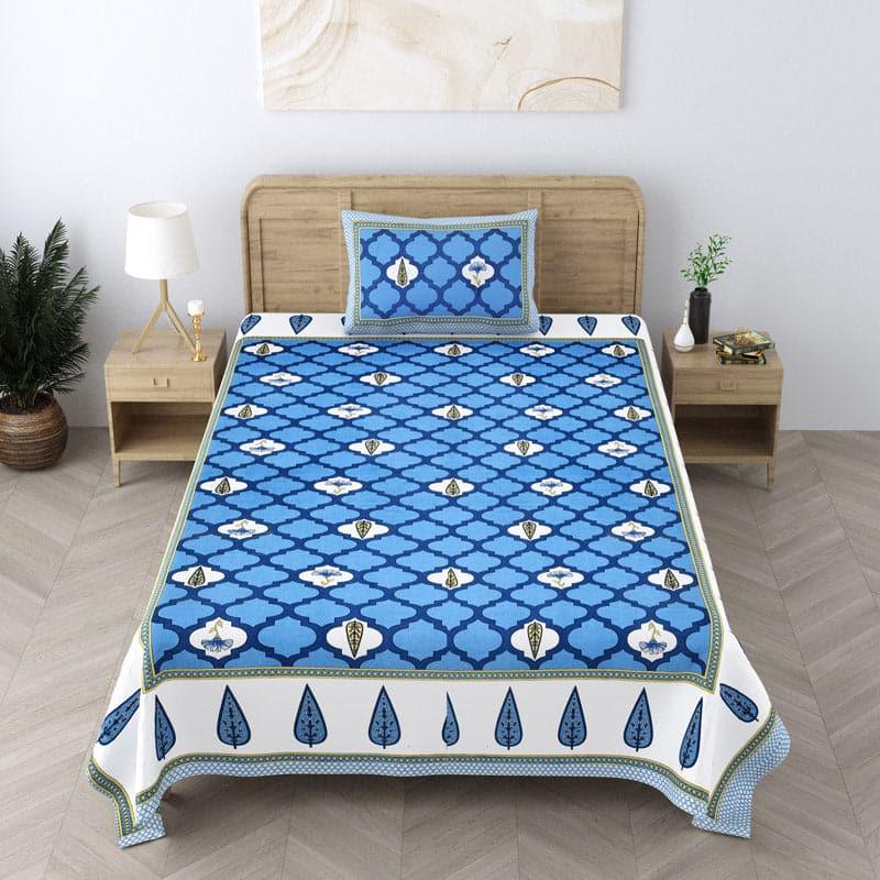 Ashima Printed Cotton Bedsheet (Blue) - 180 TC media 3