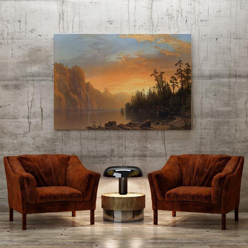 Sunet Near Forest Canvas Wall Painting - Gallery Wrap