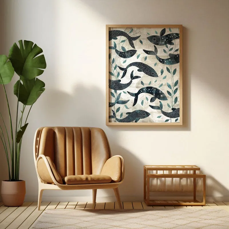 Samudra Canvas Wall Painting With Brown Frame media 3