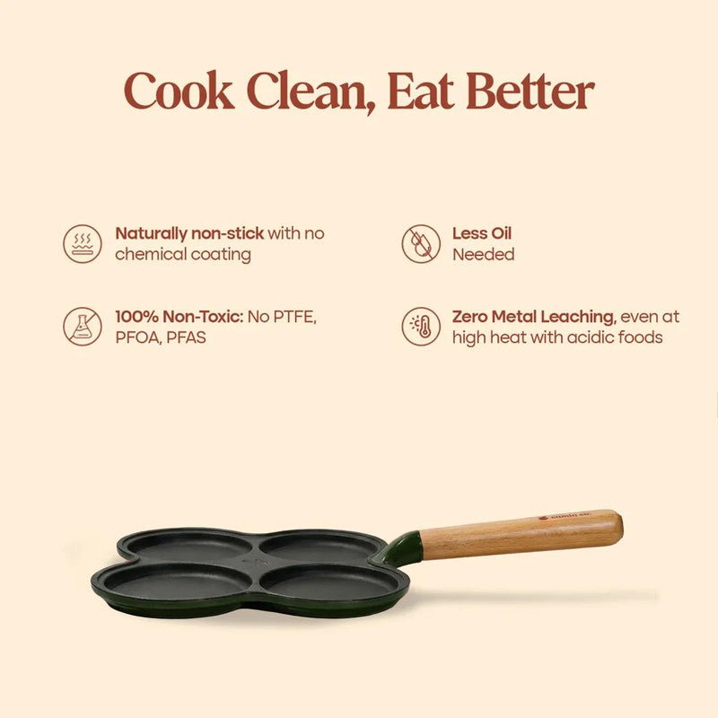Cumin Co Enamel Cast Iron Appam Pan - Green media 10
