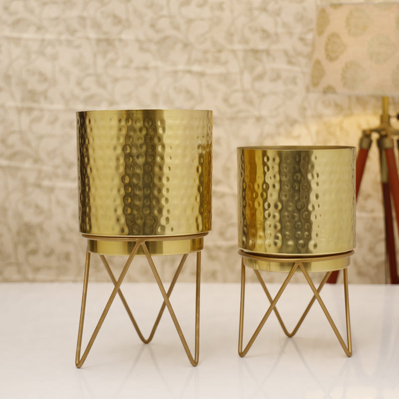 Teodora Hammered Planter (Gold) - Set Of Two media 2