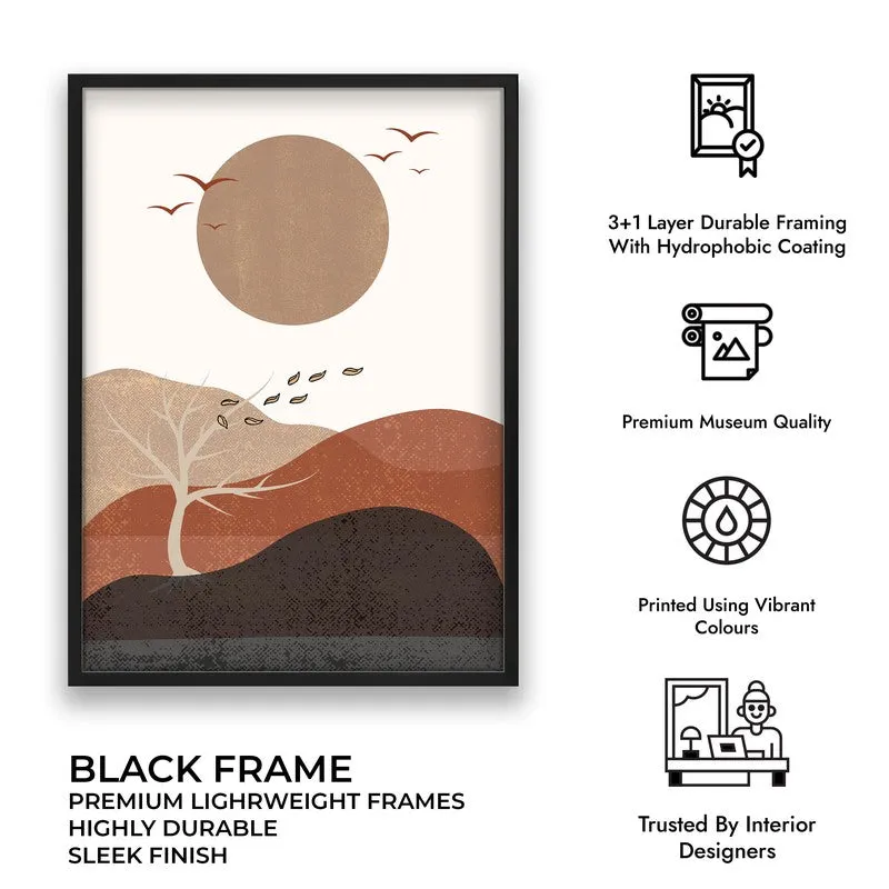 Earthen Rhythm Canvas Wall Painting With Black Frame media 9