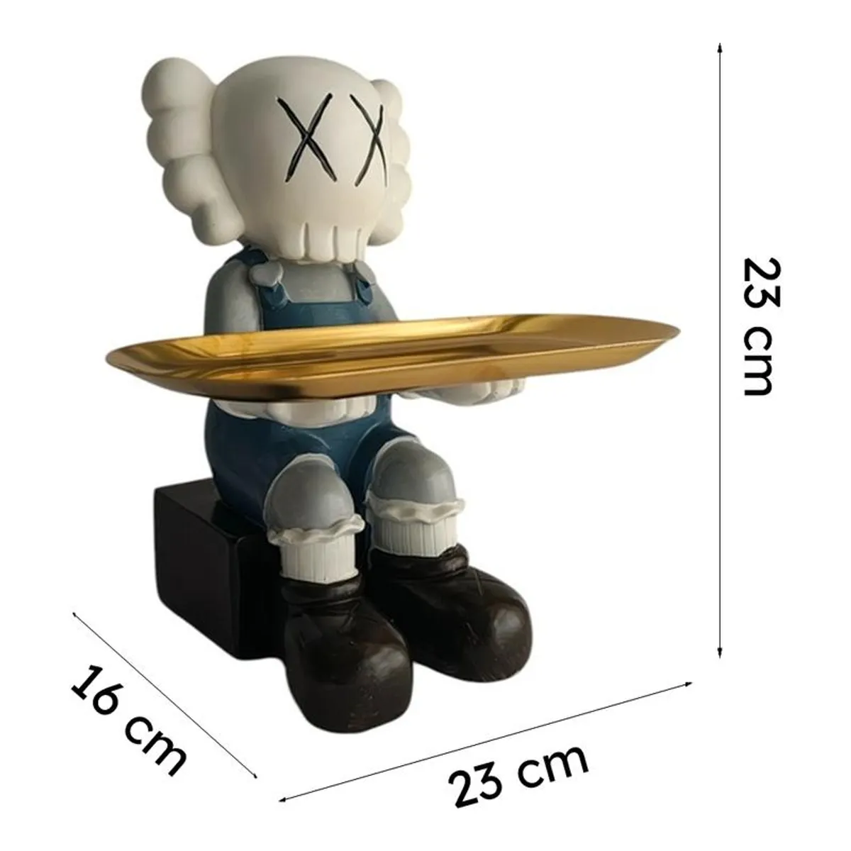 Cartoon character accent tray shown with 23 cm, 16 cm and 23 cm dimensions