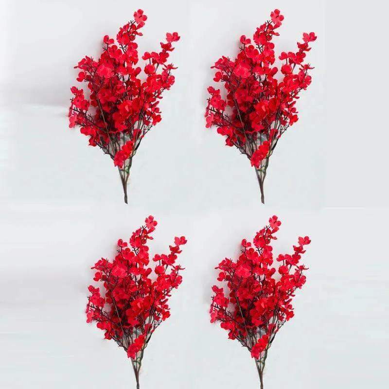 Faux Gypsophila Floral Stick (Red) - Set Of Four media 4