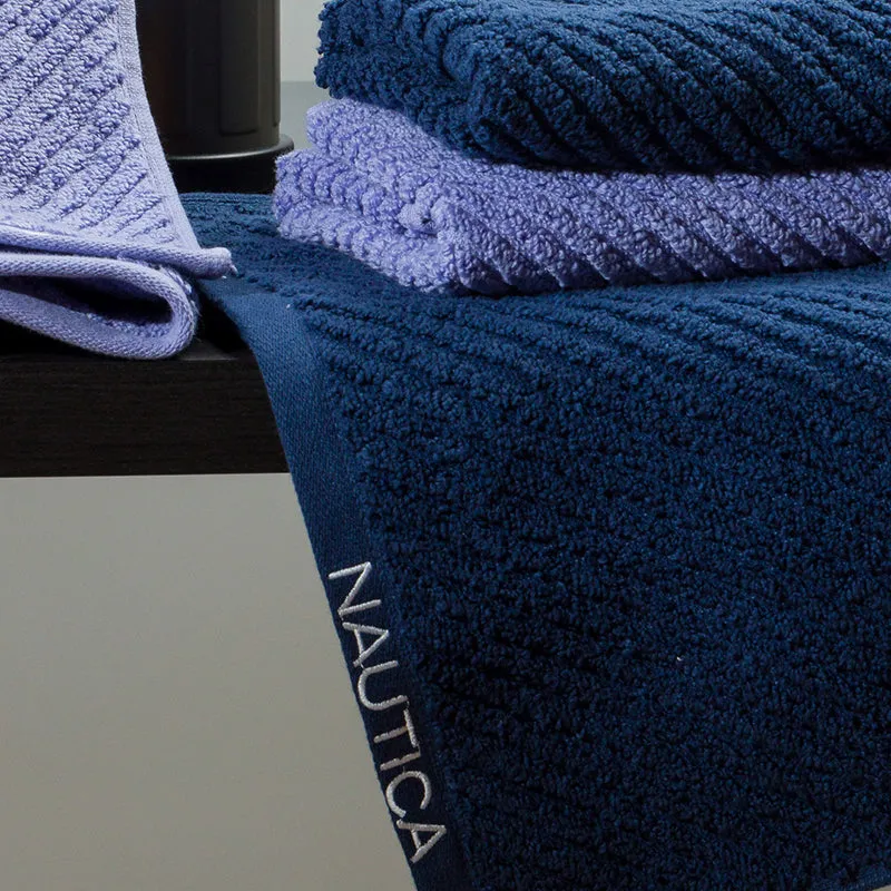 Nautica Riviera Soft Cotton Hand & Face Towel (Navy Blue & Light Blue) - Set Of Four media 3
