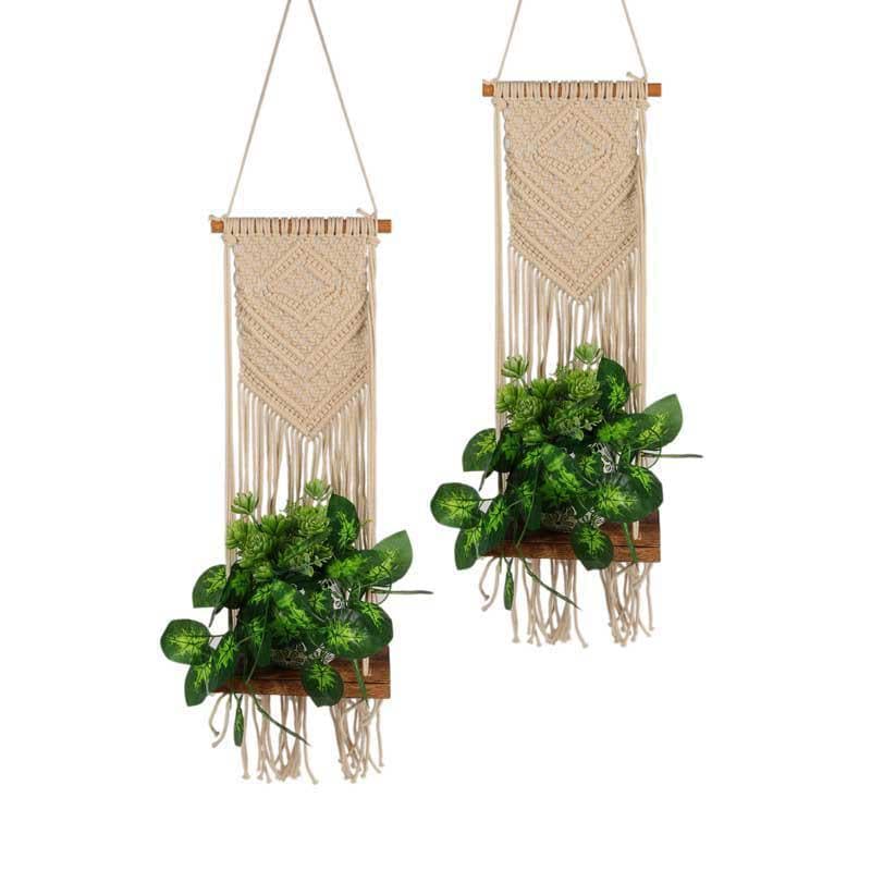 Artistic Macrame Hanging Shelf media 3