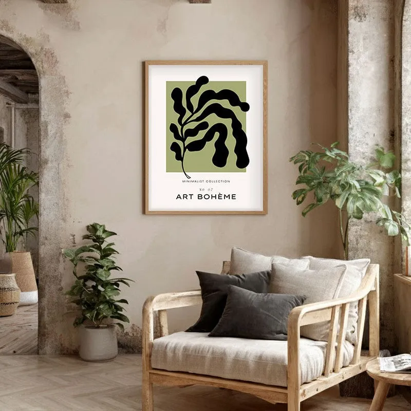 Boho Frond Canvas Wall Painting With Brown Frame media 5