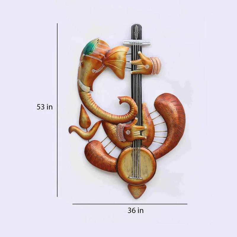 Ganesha with Veena Iron Wall Accent media 8