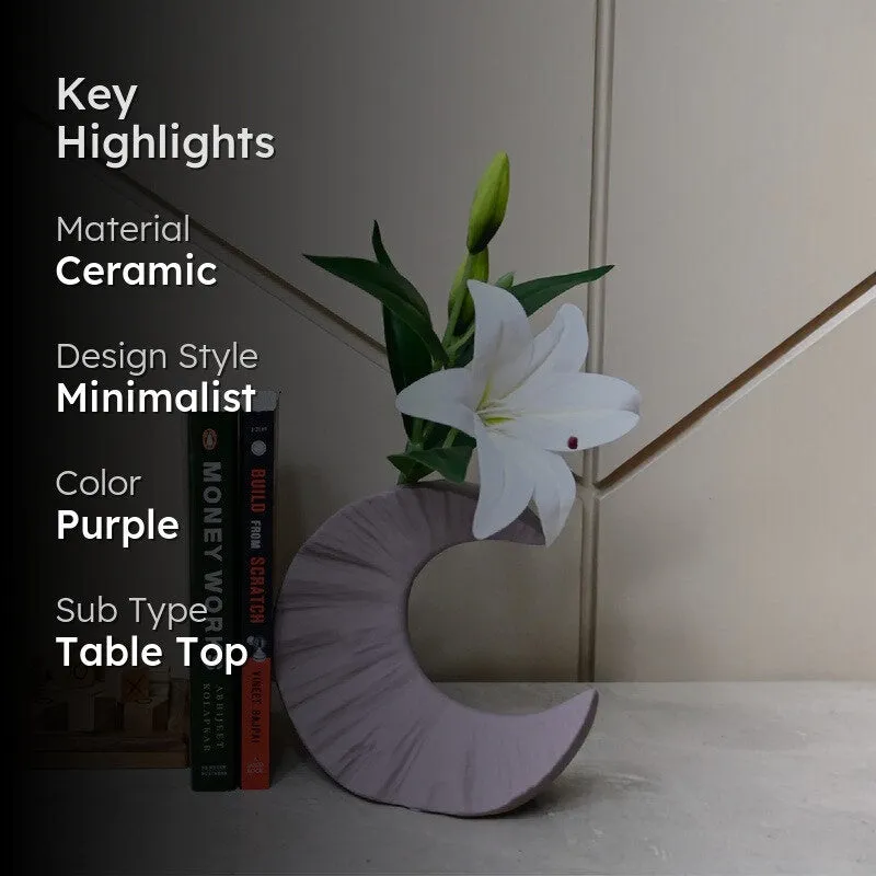 Lunar Half Moon Ceramic Vase - Purple media 2