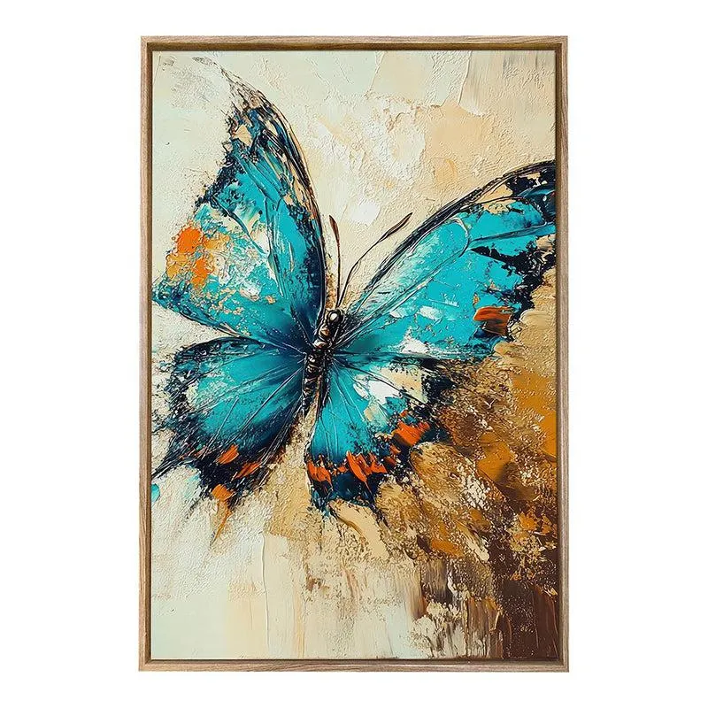 Papillon Bleu Canvas Modern Wall Art With Frame media 3