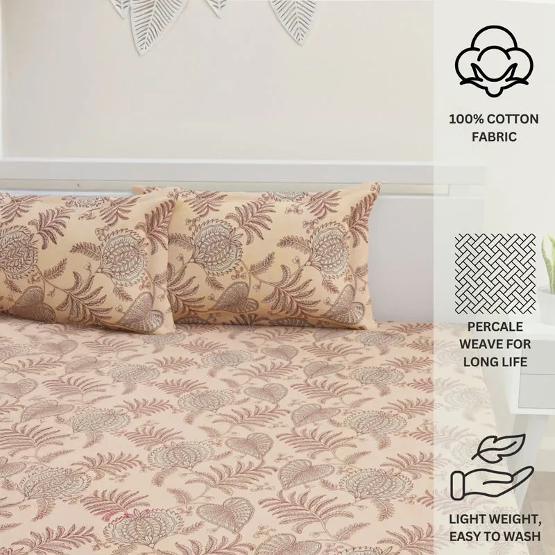 Fern Dreams Cotton Bedsheet (Light Peach) - 144 TC media 12