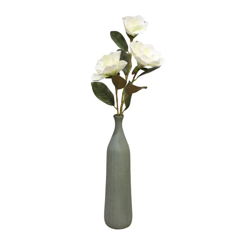 Artificial Magnolia Flower Stick Full Bloom Beauty - White media 4